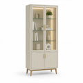 Vitrineskab med LED-belysning, 80 x 40 x 190 cm, beige